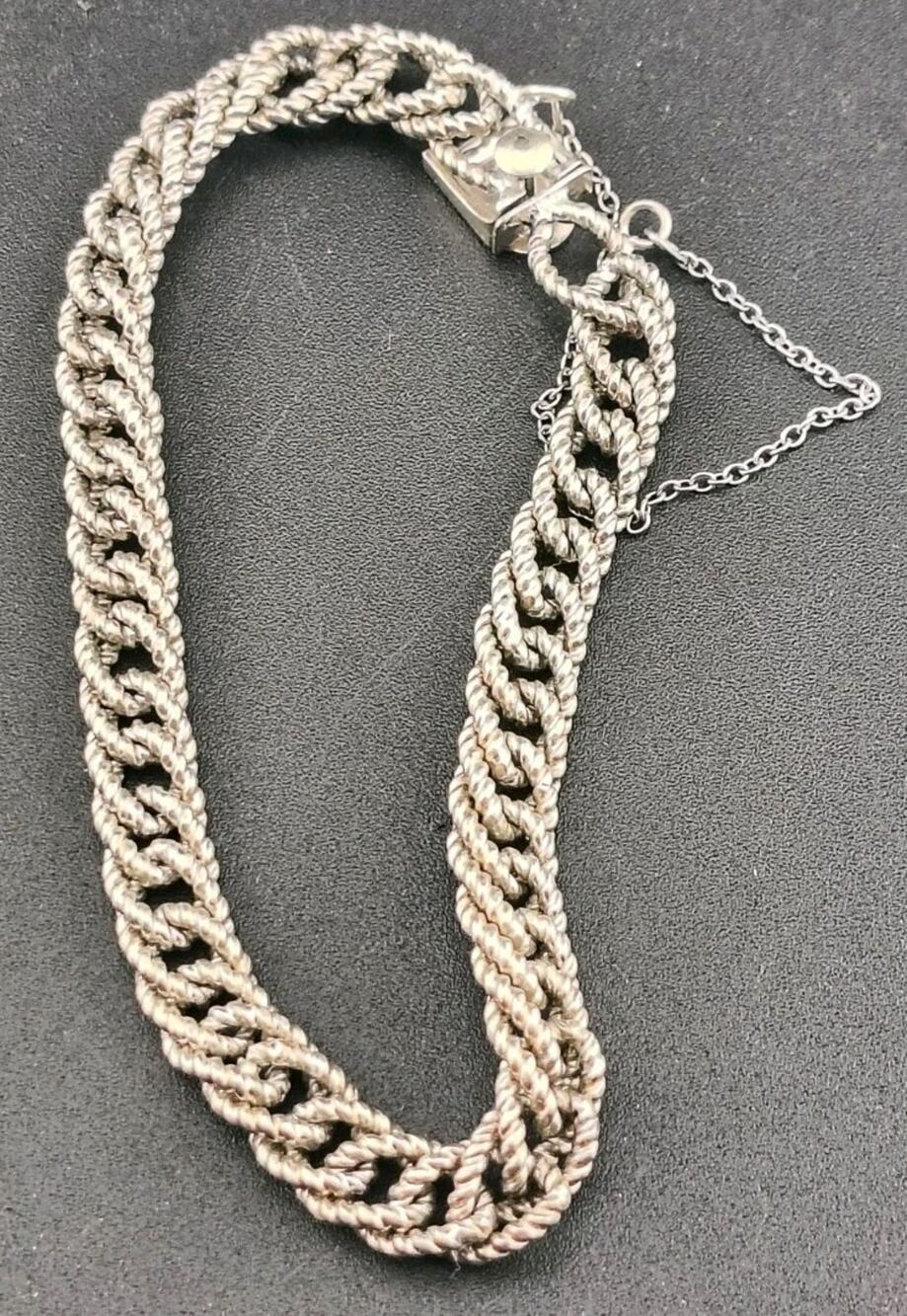 Vintage A.J.C. Co. Sterling Silver Twisted Rope Cable Chain Bracelet 7" 18.38g